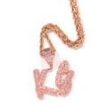 Shangjie OEM benutzerdefinierte Buchstaben Aquamarin Zirkon Doppelkursive Halskette Customized Name Halskette Kettenketten Ketten Ketten